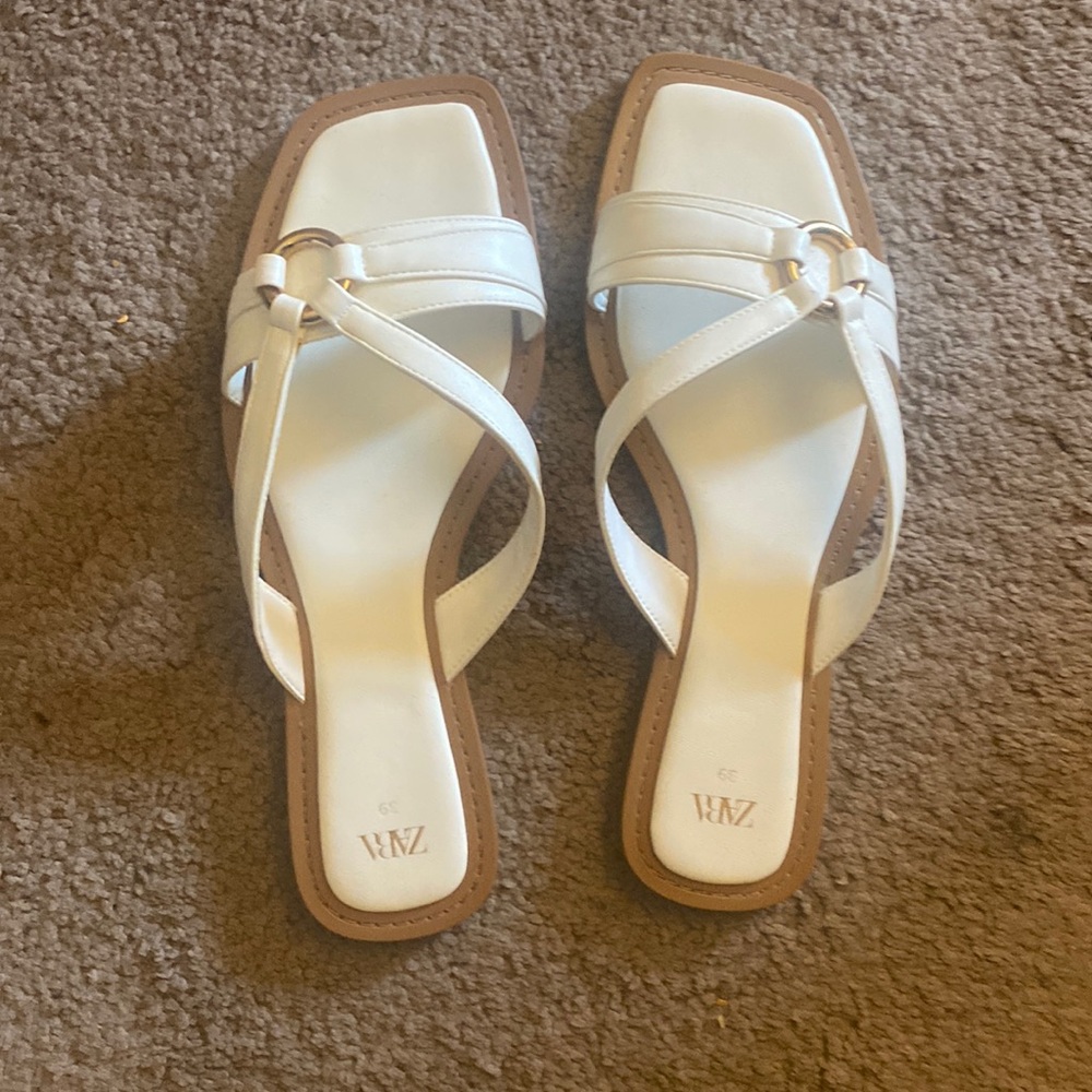 Zara white sandals . NWOT .